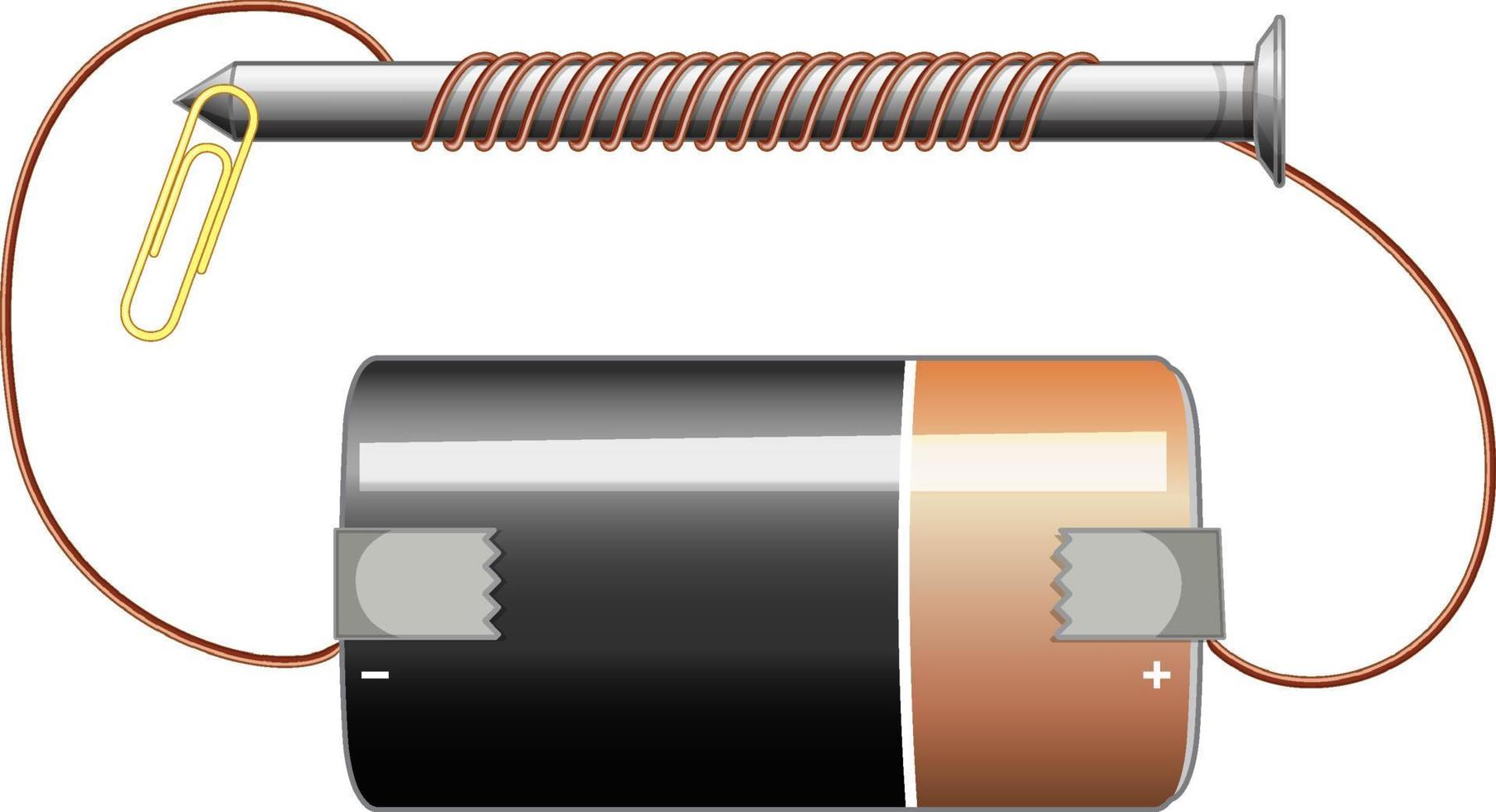 Circuit diagram with battery and screw vector