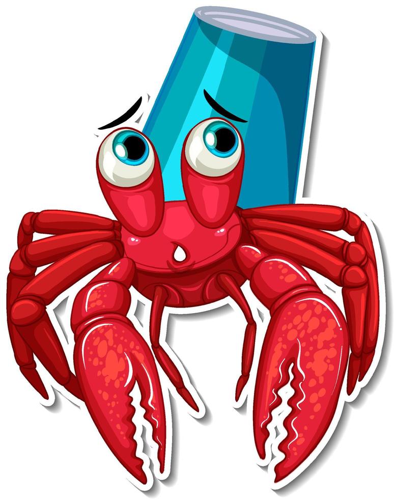 Hermit crab stuck in plastic cup vector