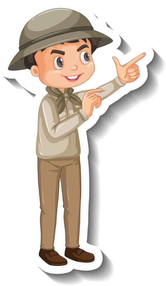 Boy wear safari outfit cartoon character sticker vector
