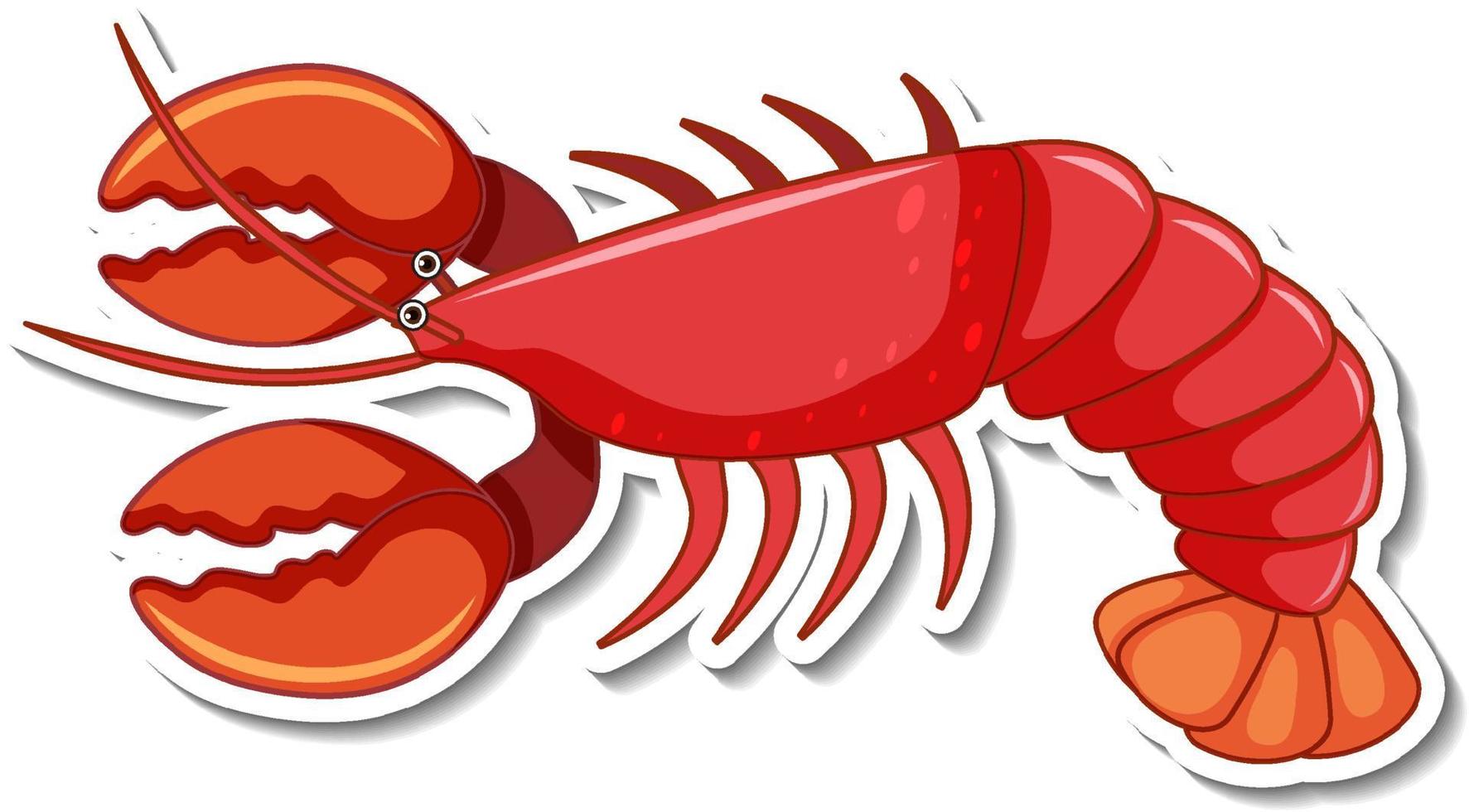 Red lobster cartoon sticker vector