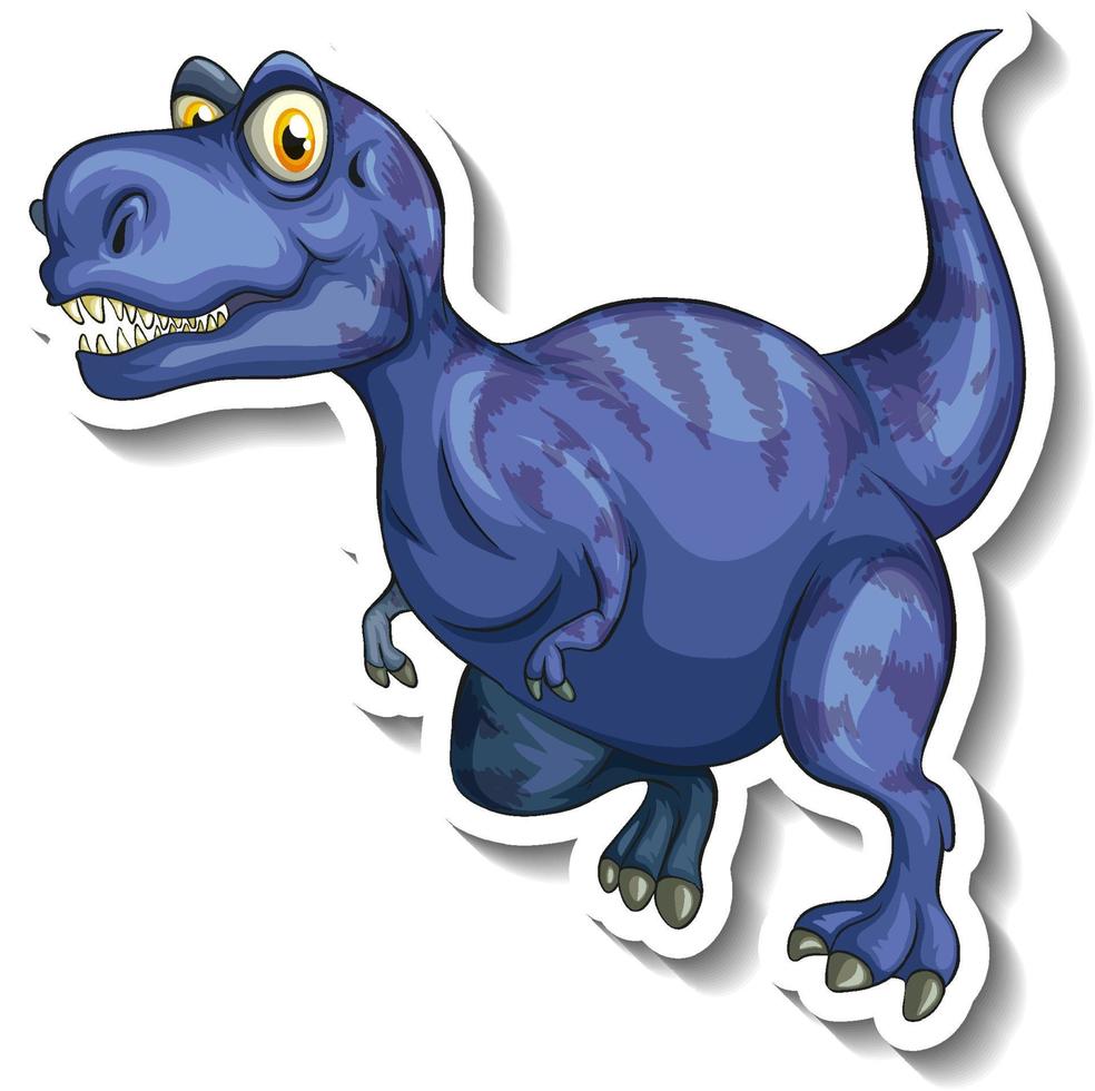 etiqueta engomada del personaje de dibujos animados del dinosaurio tiranosaurio vector
