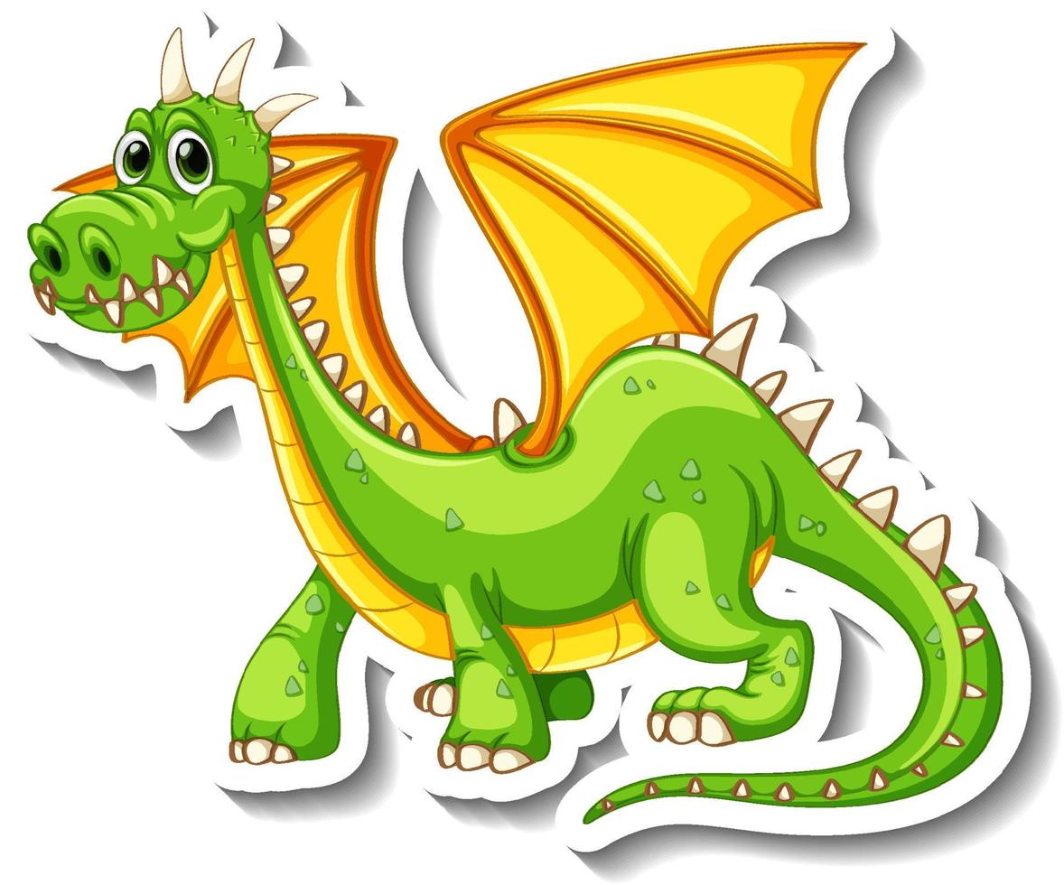 Fantasy dragon cartoon character sticker vector