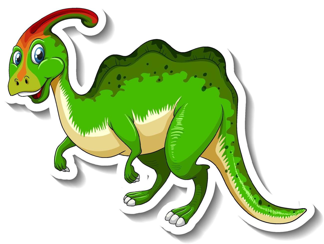 Parasaurolophus dinosaur cartoon character sticker vector