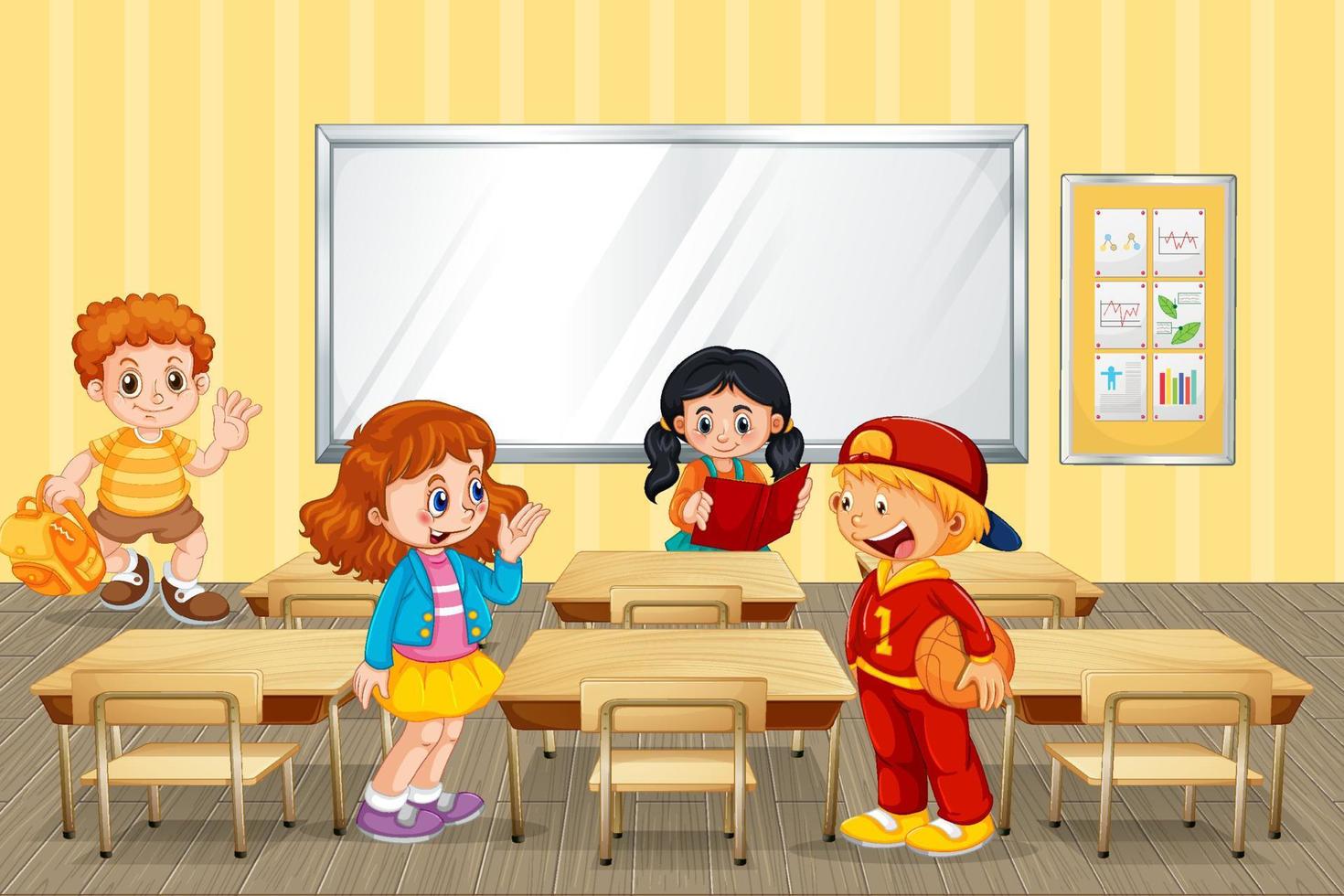Students cartoon character ready to go back home after school time vector