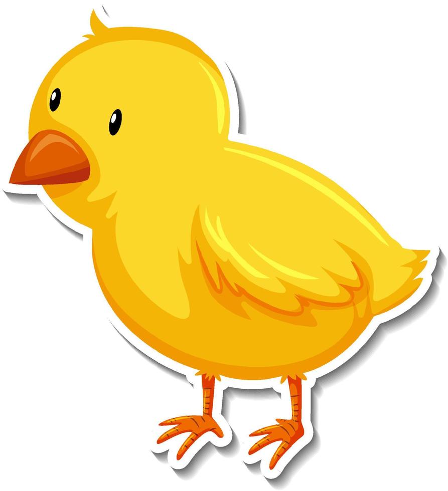 Cute yellow chick animal cartoon sticker vector