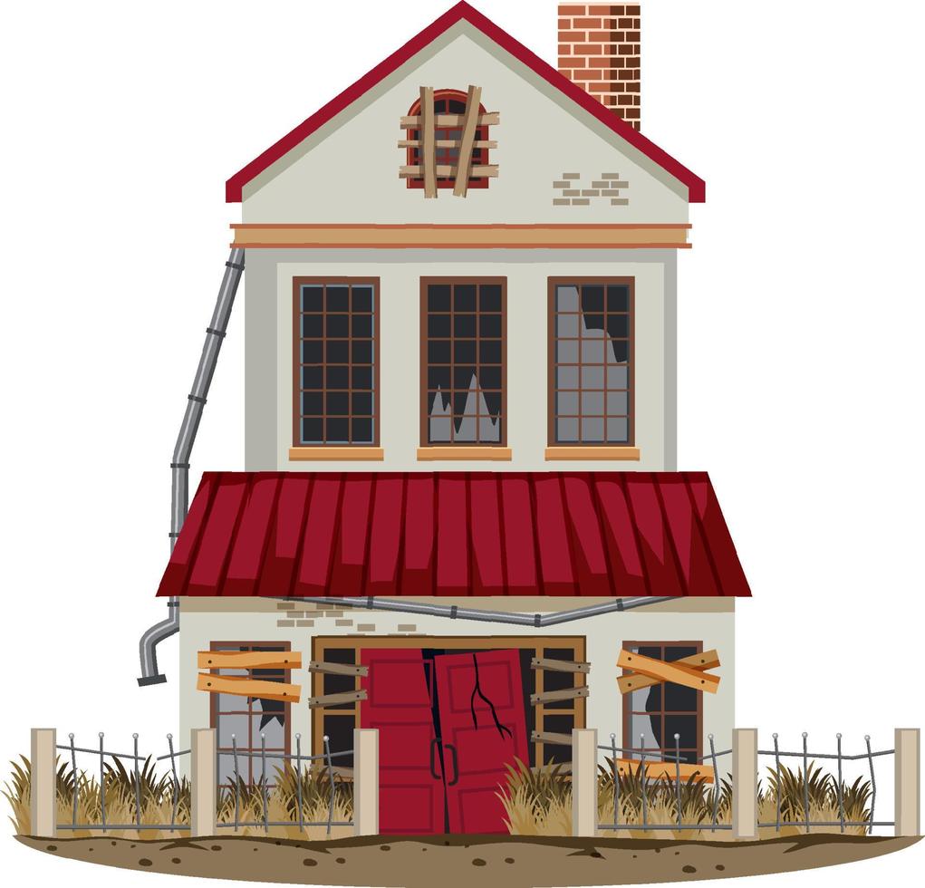 Isolated old abandon broken house vector