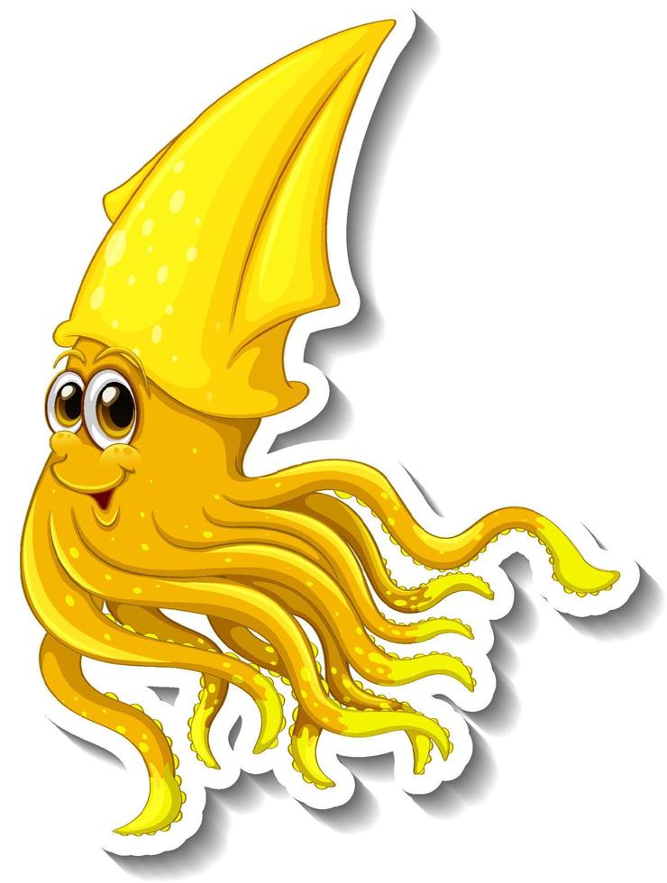 Squid sea animal cartoon sticker vector
