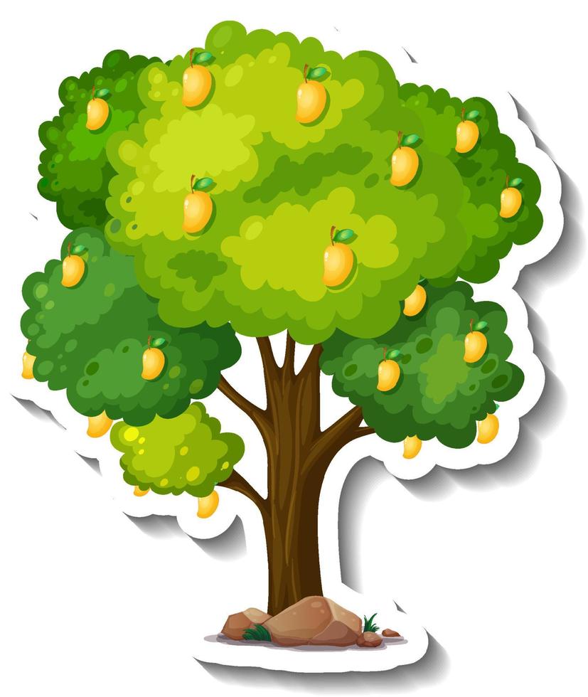 Mango tree sticker on white background vector