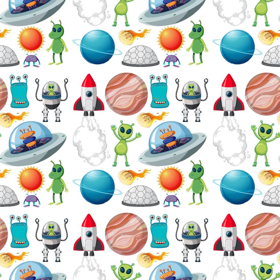 Seamless pattern with space objects vector
