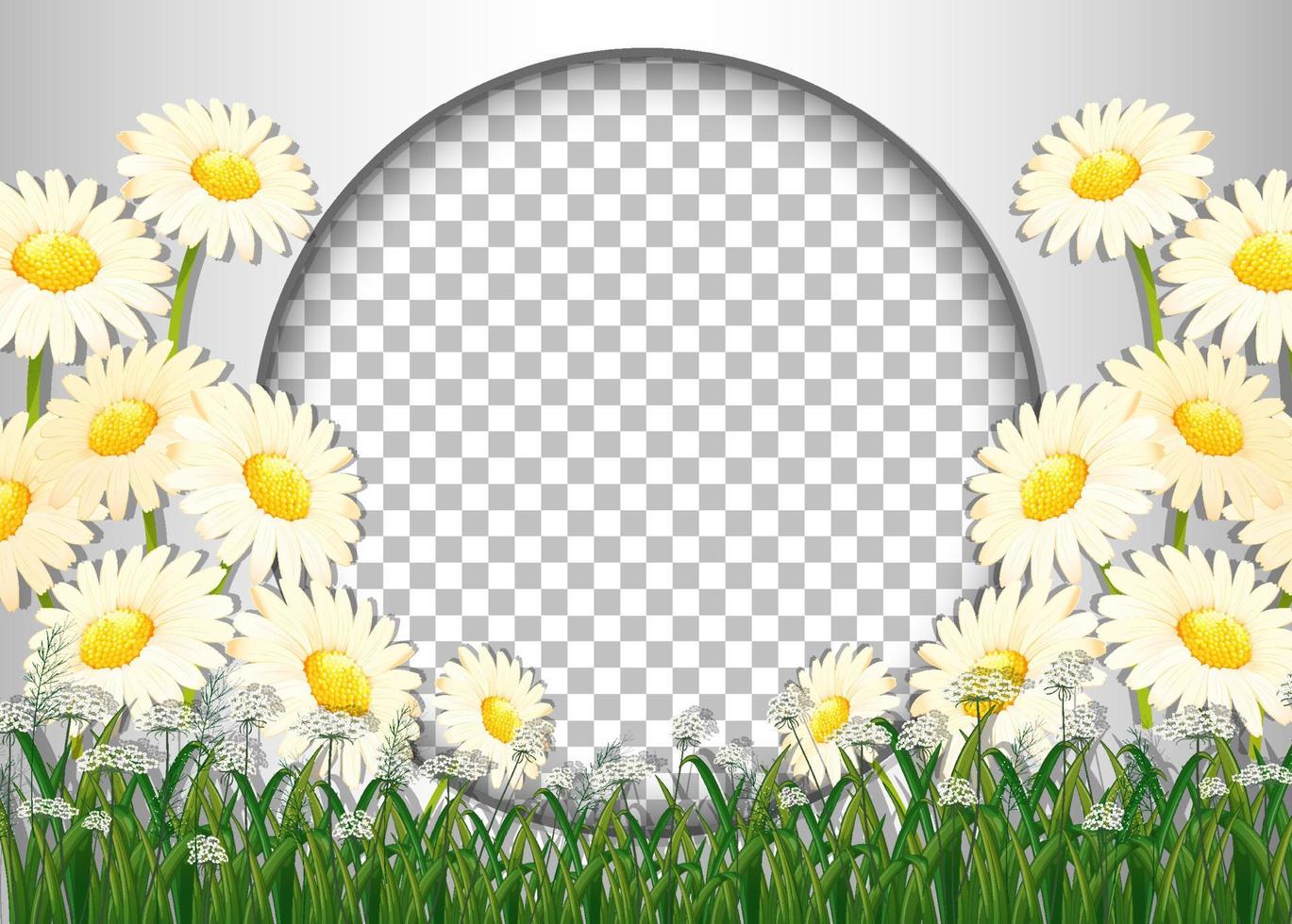 marco redondo con plantilla de campo de flores blancas 3742326 Vector en  Vecteezy