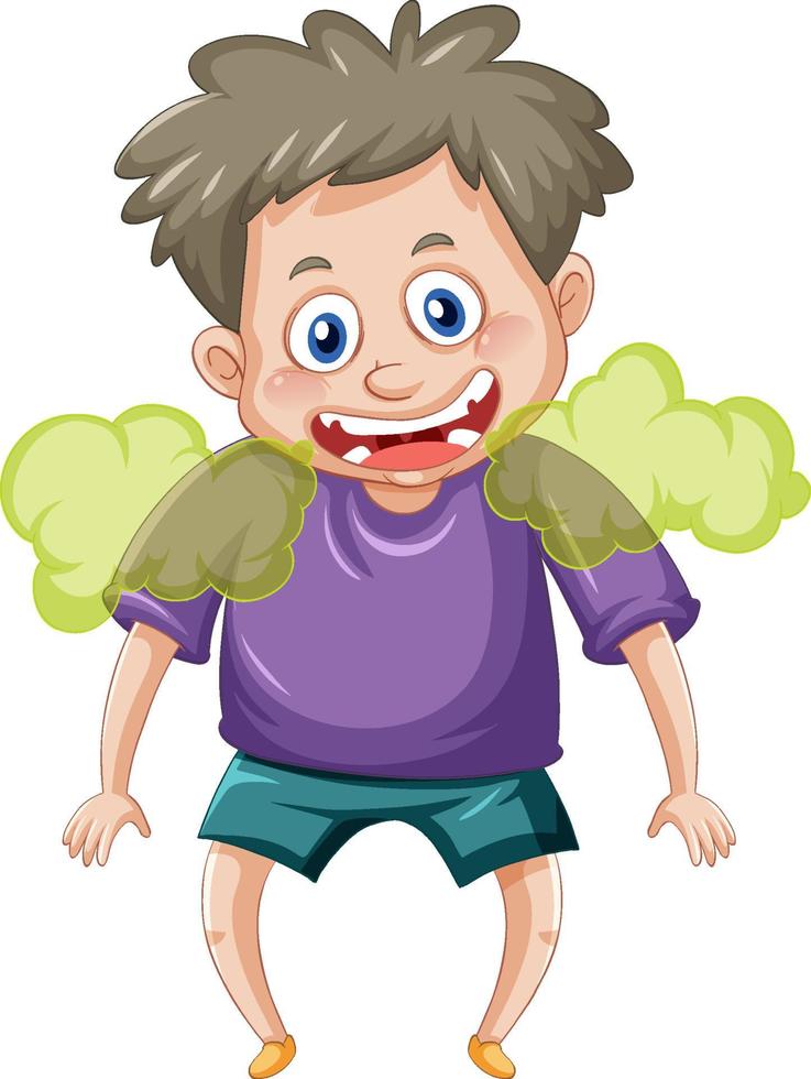 A boy with bad breath cartoon character vector