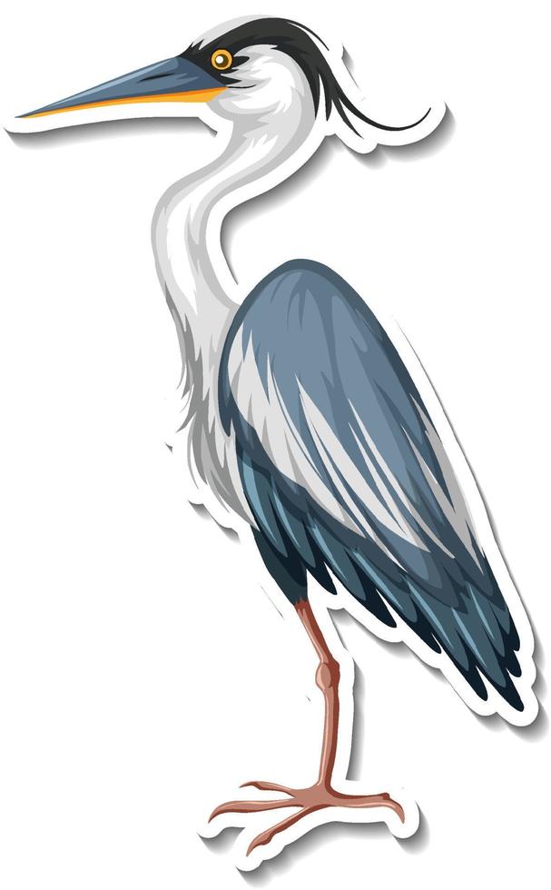Heron bird animal cartoon sticker vector