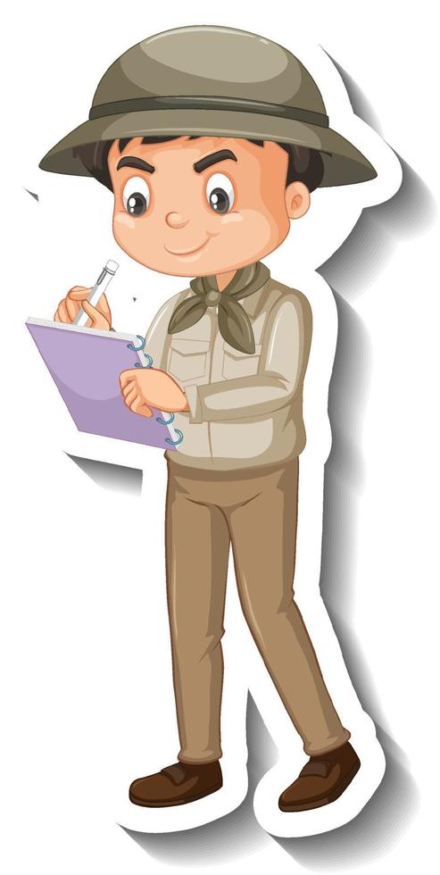 Boy wear safari outfit cartoon character sticker vector
