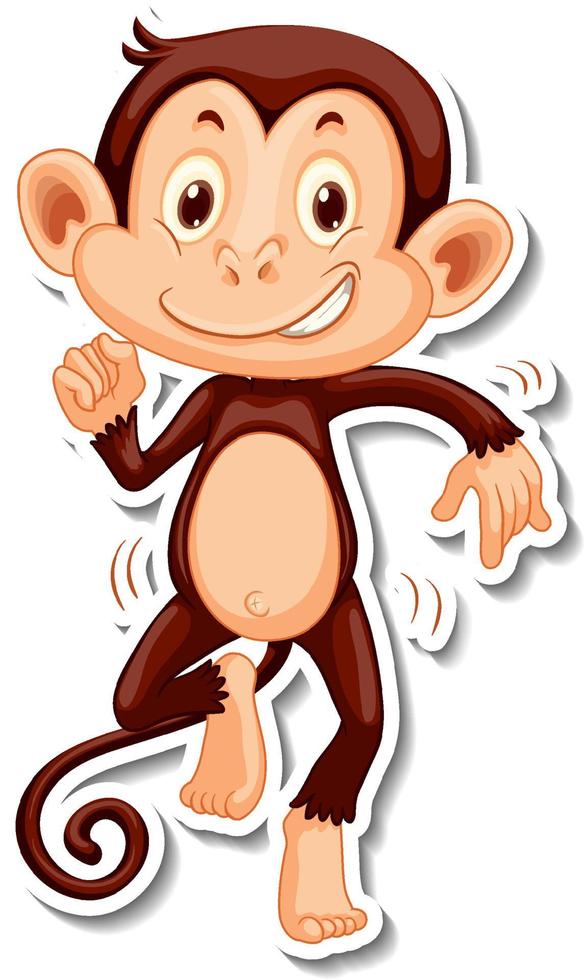 Monkey cartoon character sticker vector