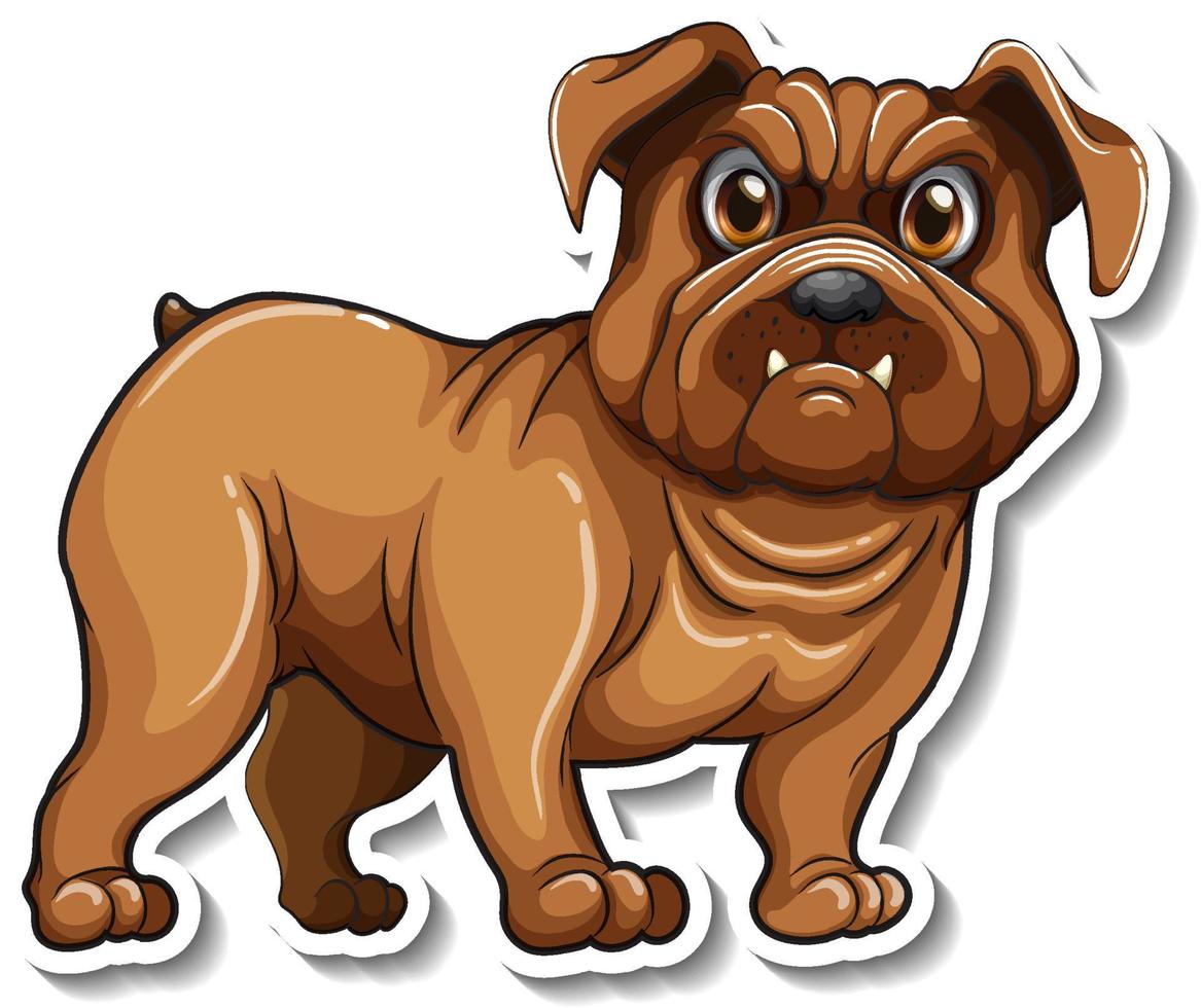 Brown bulldog cartoon sticker vector