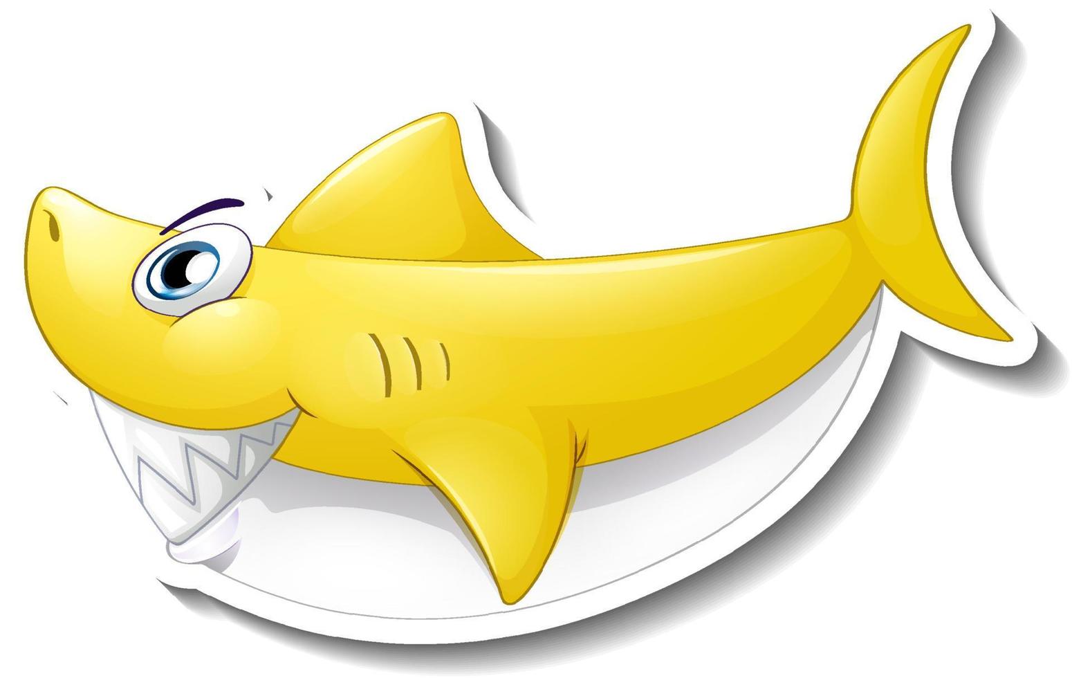 Yellow shark cartoon sticker vector