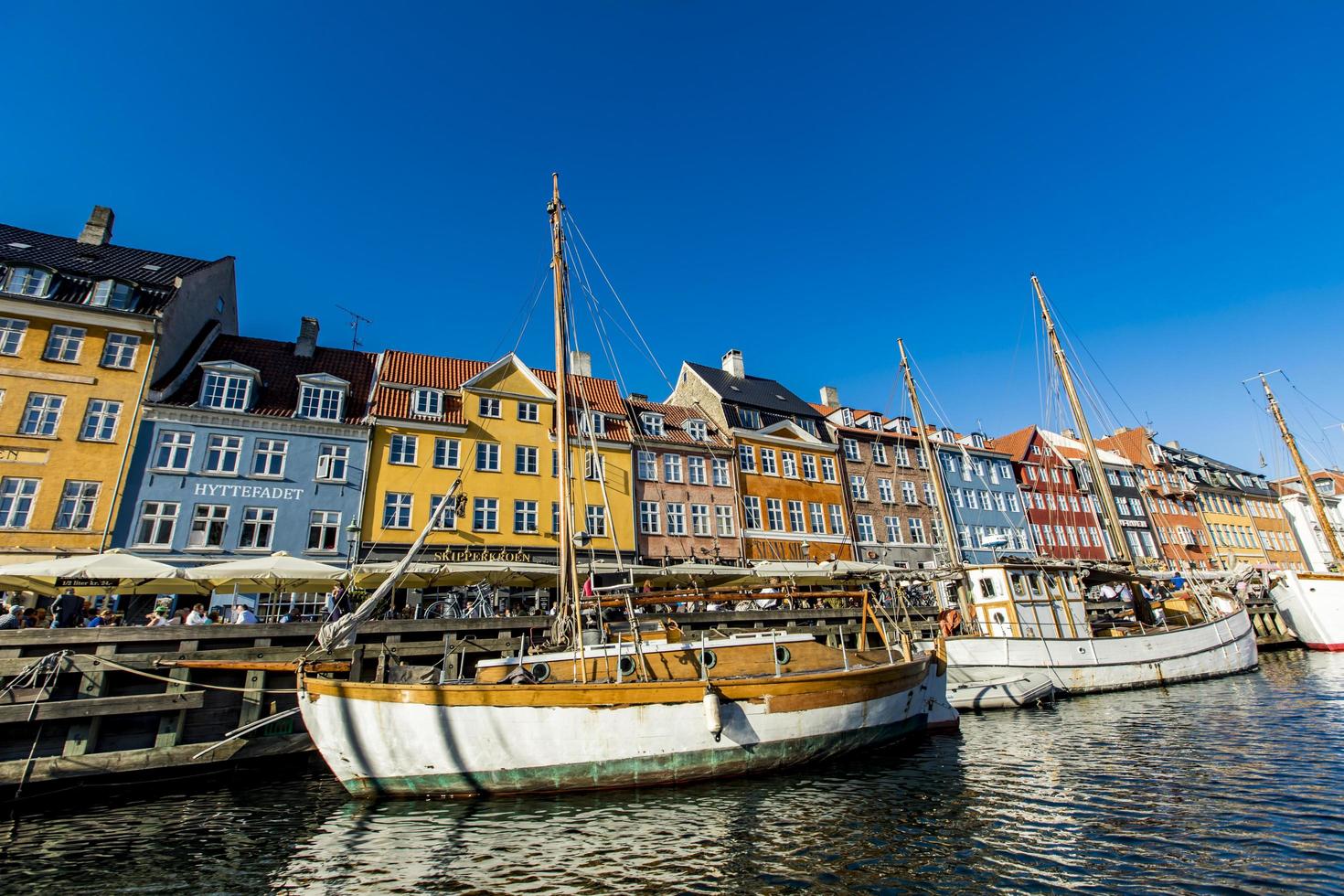 COPENHAGEN, DENMARK, JUNE 13, 2018 - Detail from Nyhavn in Copenhagen, Denmark. Nyhavn is a 17th century waterfront and entertainment district in Copenhagen. photo