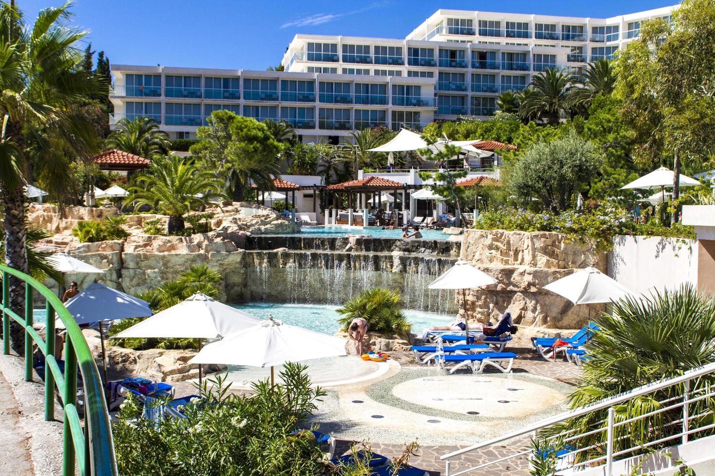 HVAR, CROATIA, SEPTEMBER 8, 2014 - Unidentified people at Amfora hotel at Hvar island, Croatia. Hotel have 330 rooms. photo