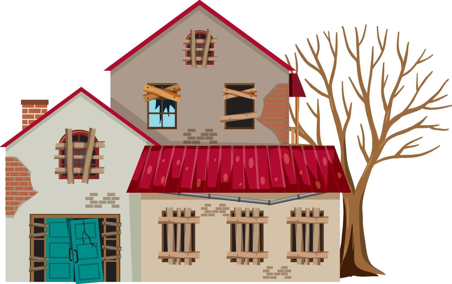 Abandoned house on white background vector
