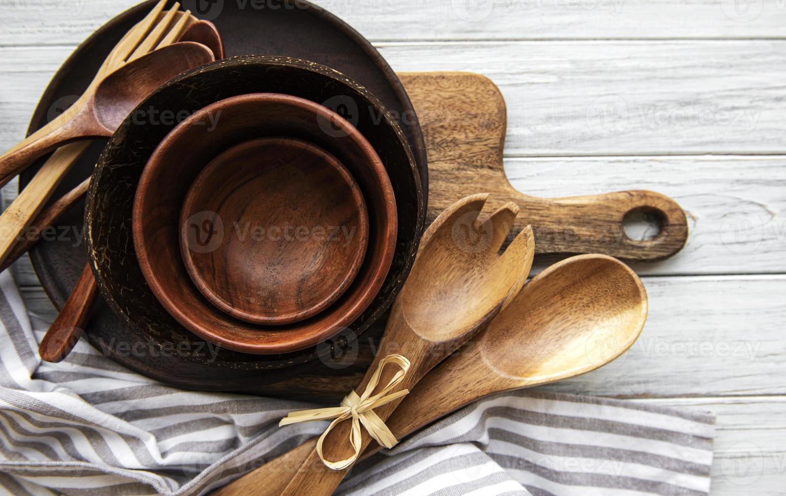 Wooden cutlery kitchen ware photo