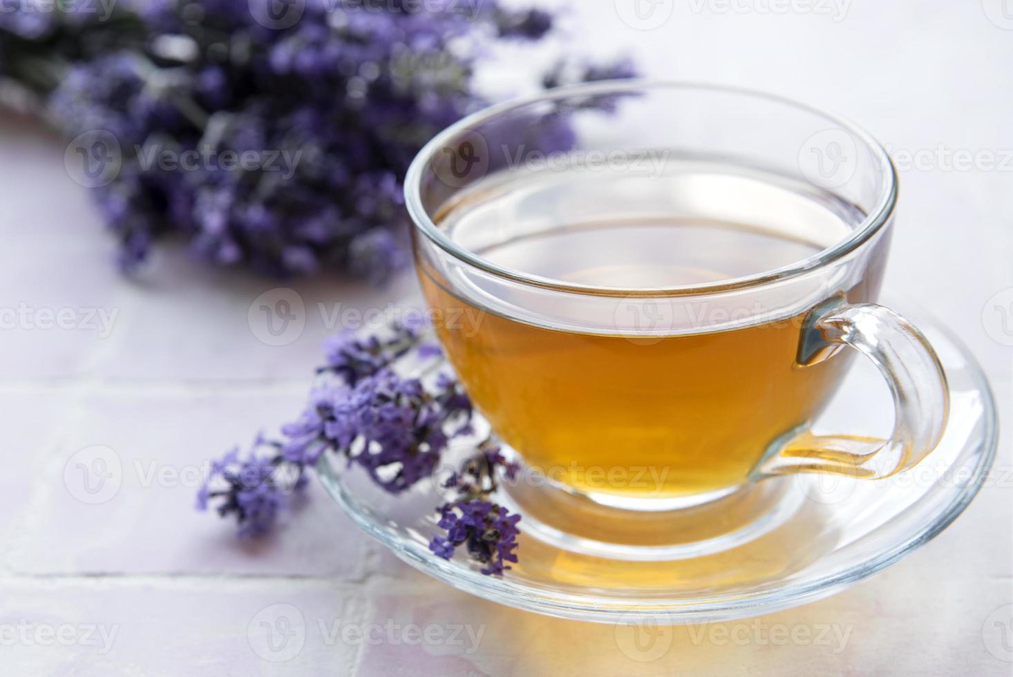 Cup of lavender tea photo