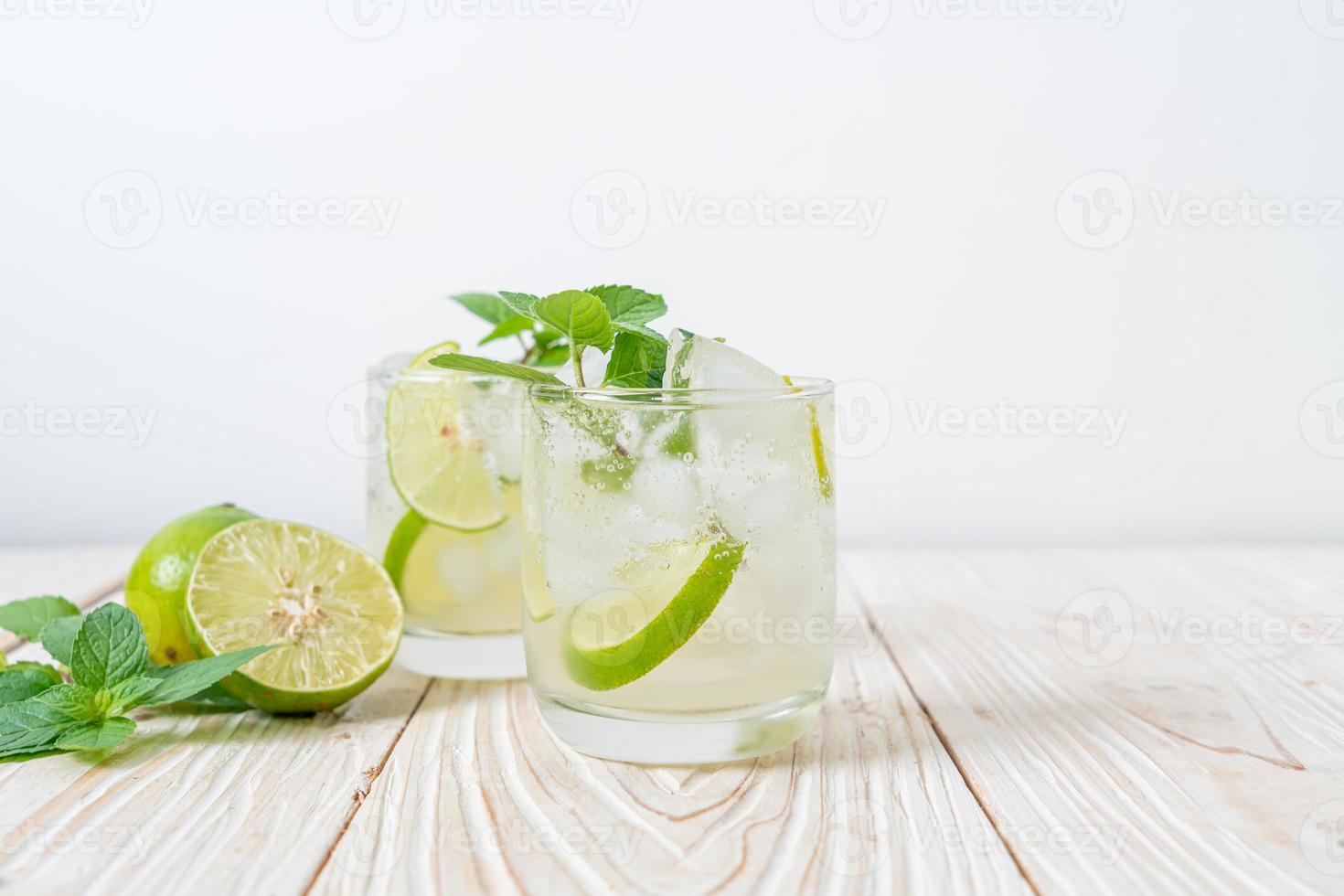 iced lime soda with mint photo