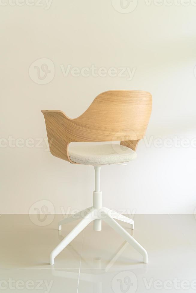 wood chair with fabric seat photo