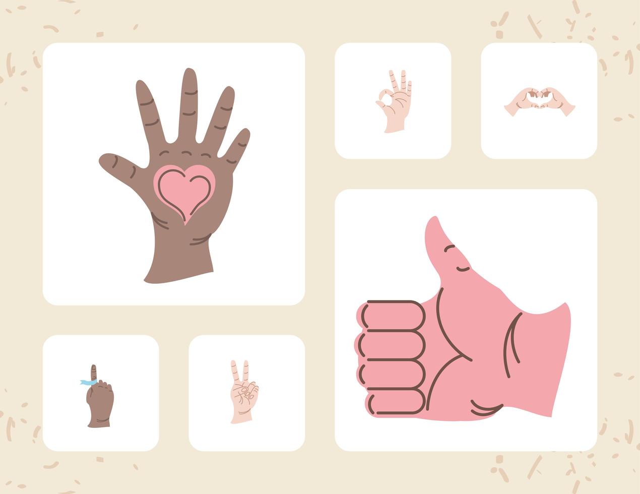 hands different gesture vector