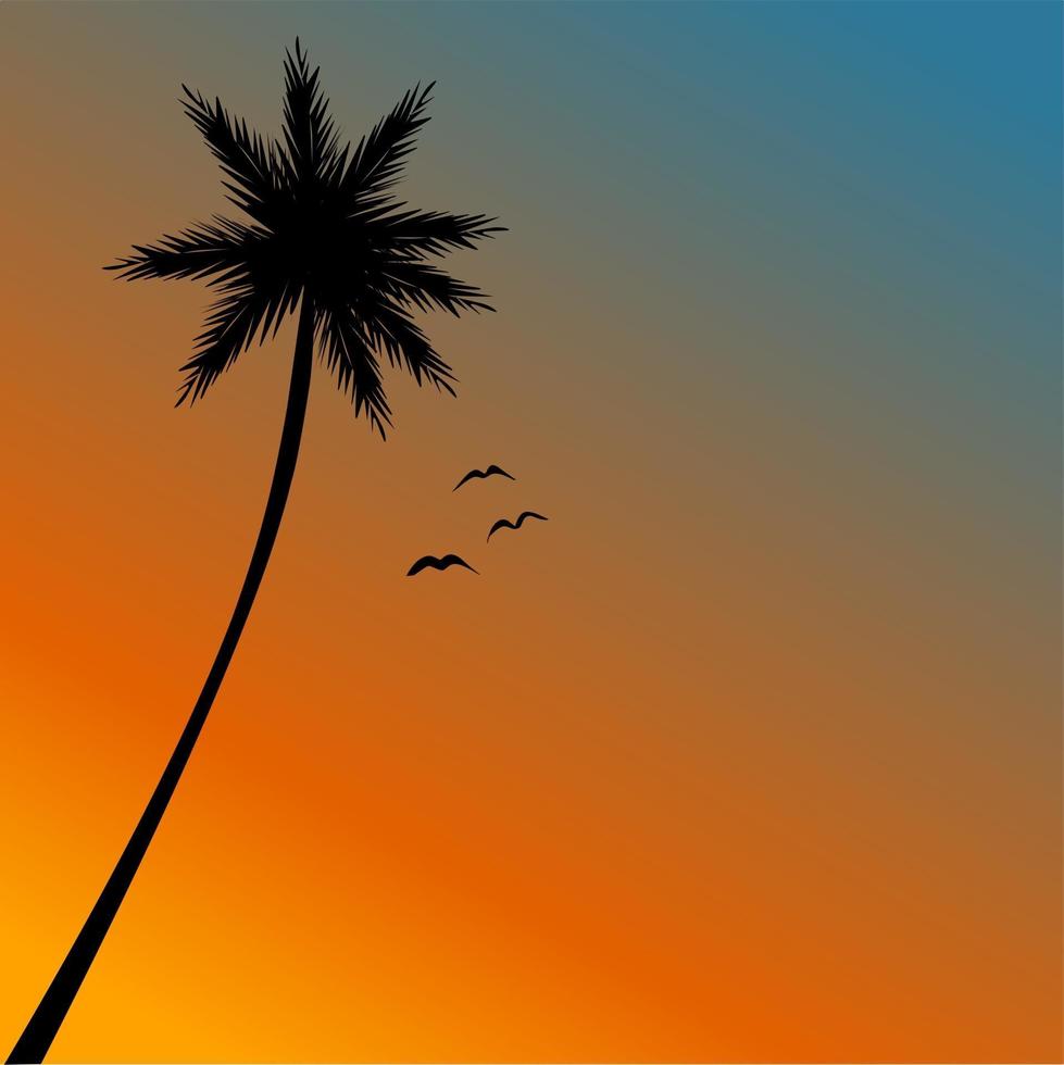 coconut tree silhouette vector at sunset