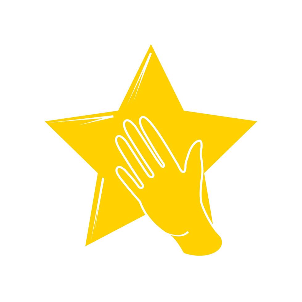 yellow star with a left hand vector