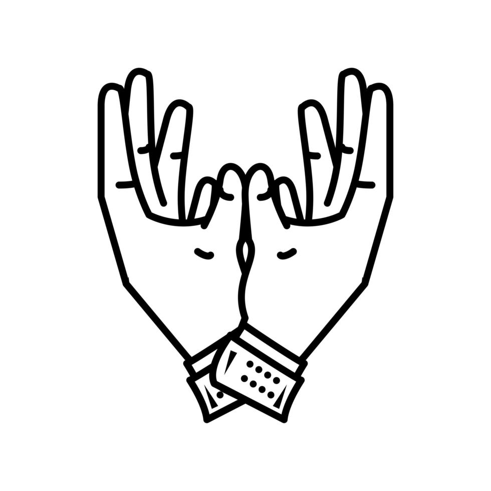 hands lotus thin line vector