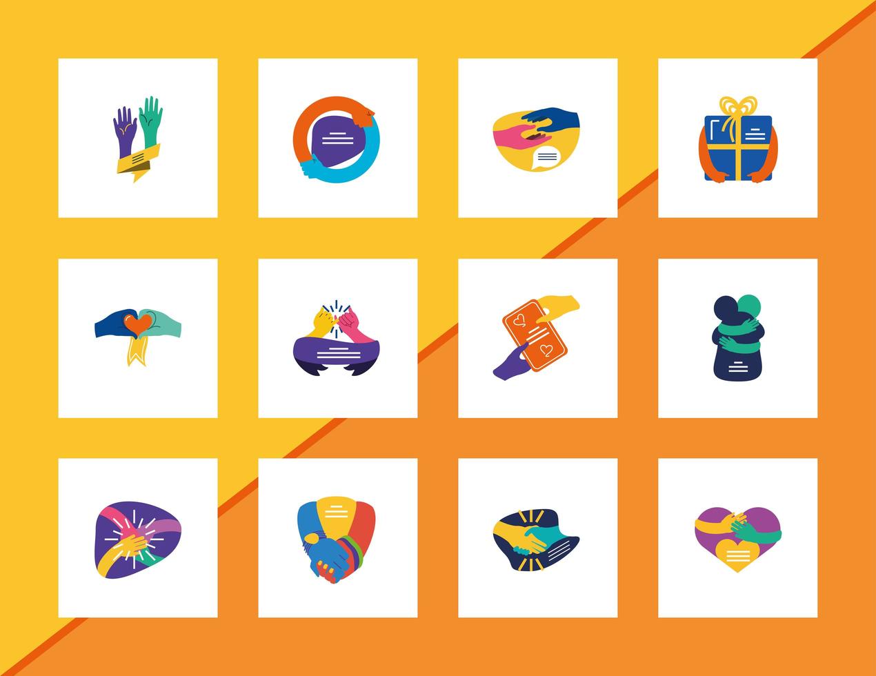 friendship hands together set vector