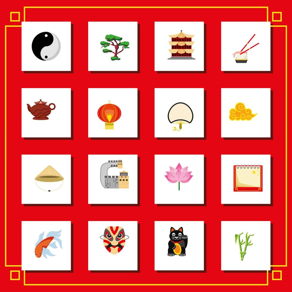 chinese culture set vector