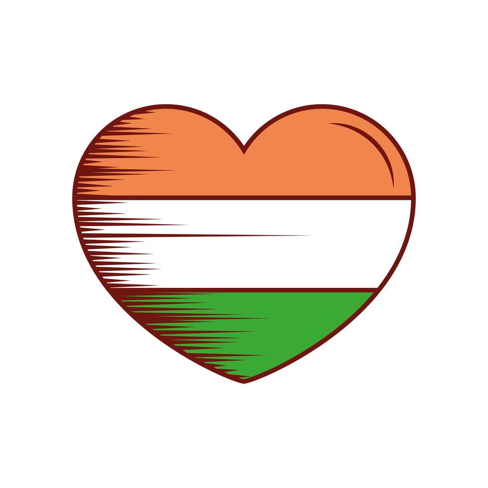 india flag in heart vector