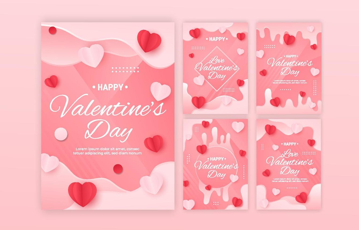 día de san valentín colección de tarjetas evento crema líquida vector