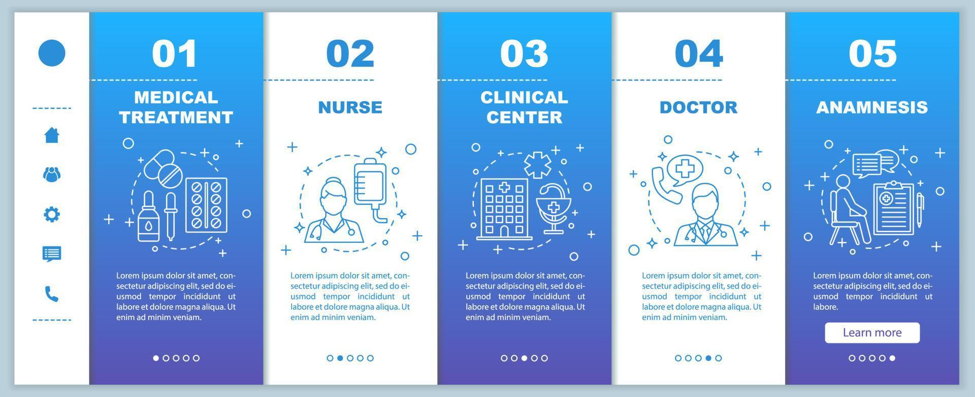 Medicine and healthcare onboarding mobile web pages vector template