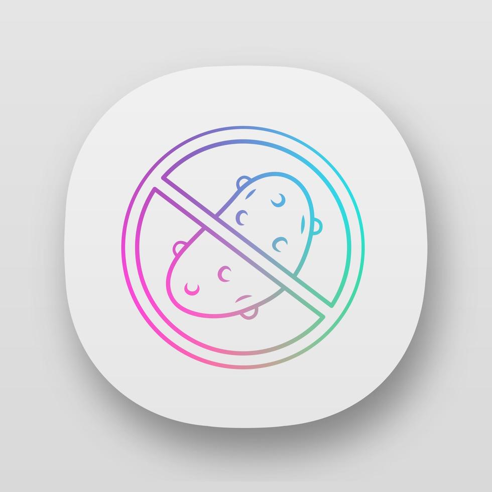 No potato app icon. Low carbs and fat dish. Weight loss diet and healthy eating. Web or mobile application. Carbohydrate free dietary product vector isolated illustration