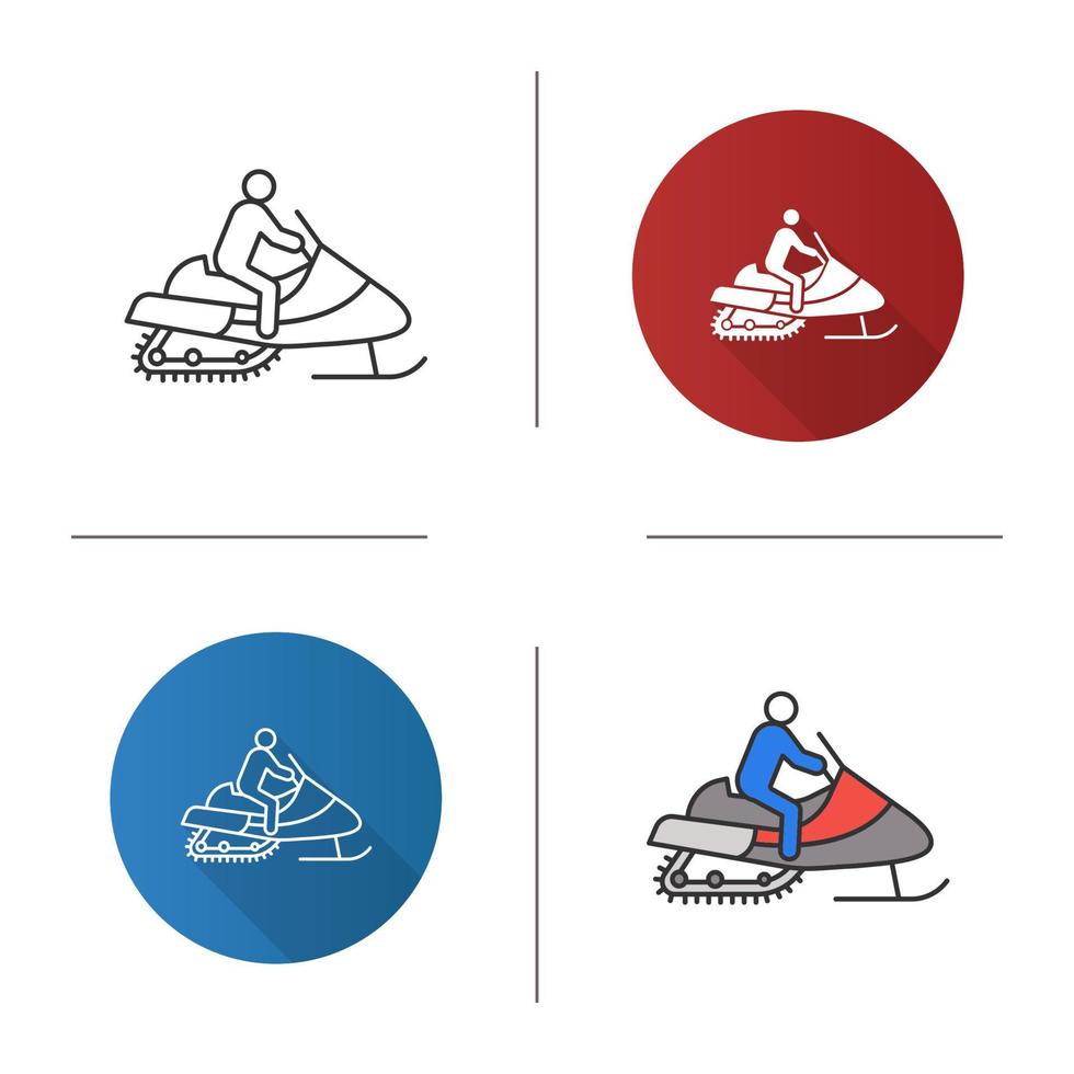 Man driving snowmobile icon vector