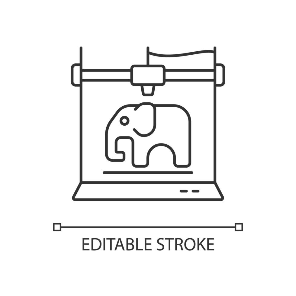 Icono lineal de juguetes impresos en 3D vector