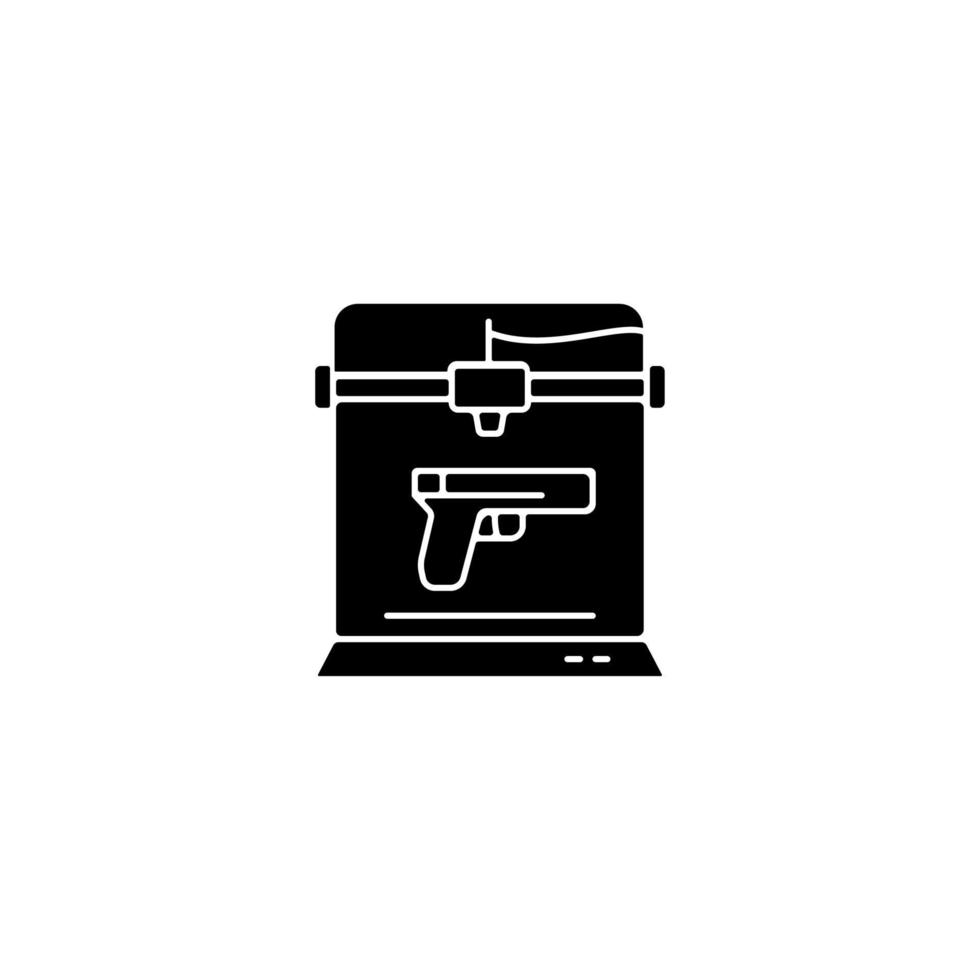 3d firearms printing black glyph icon vector