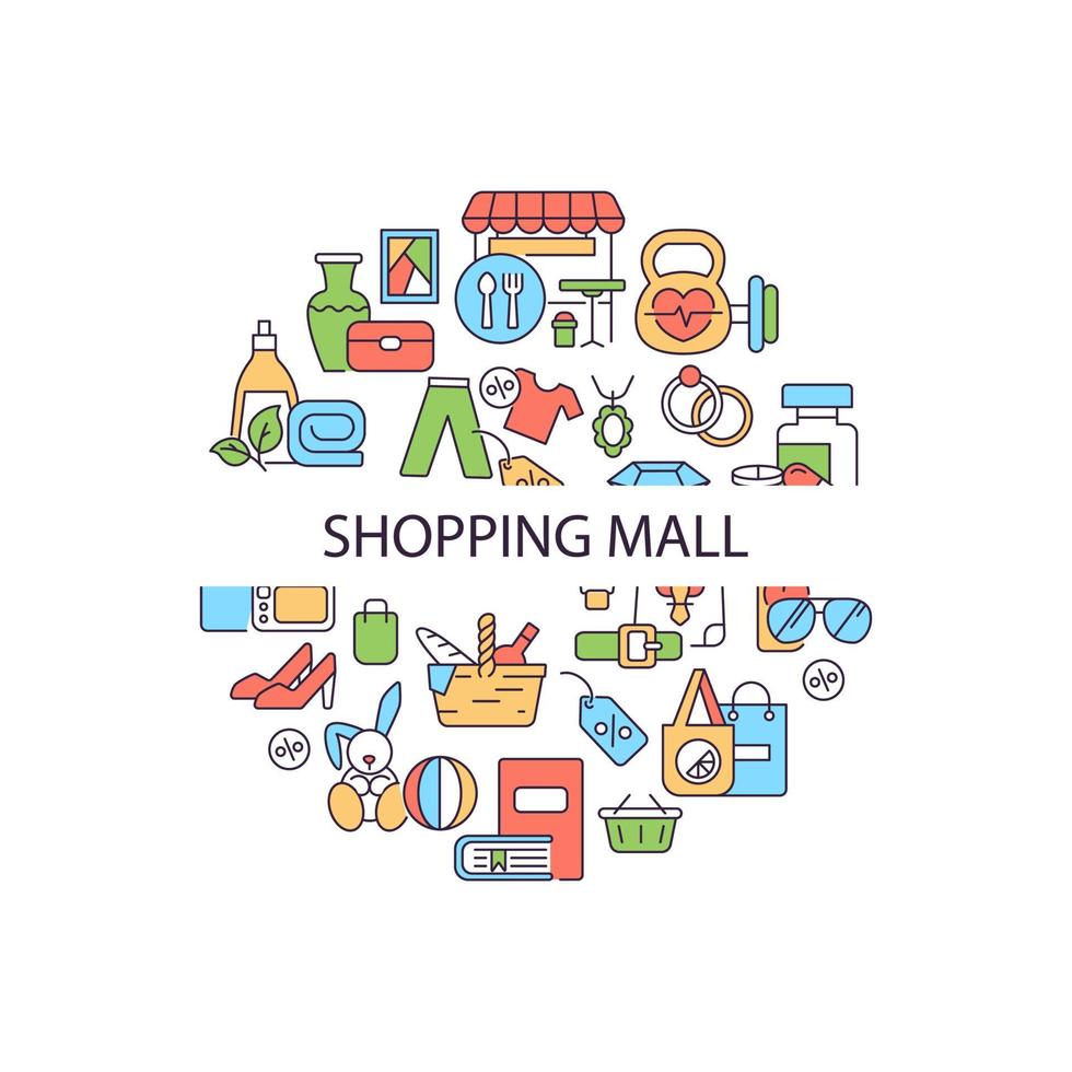 Shopping mall abstract color concept layout with headline vector