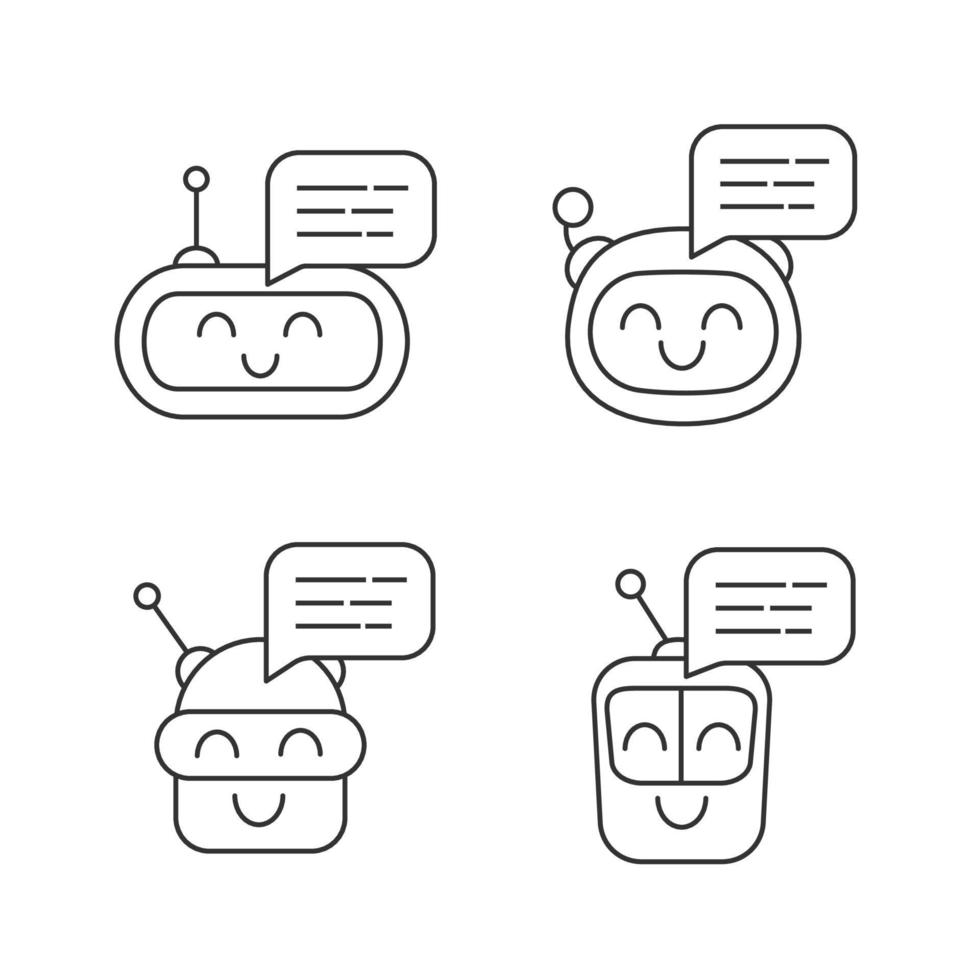 Chatbots messages linear icons set vector