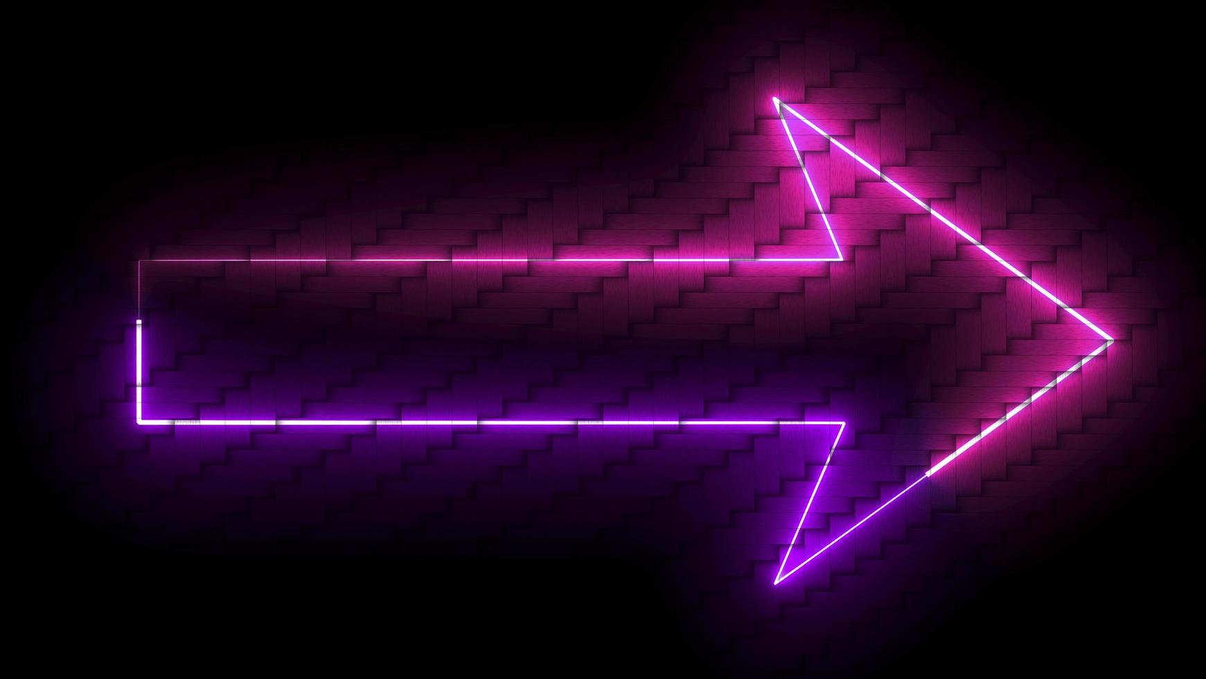 Flecha resplandor símbolo láser de color rosa y púrpura en textura de bambú foto