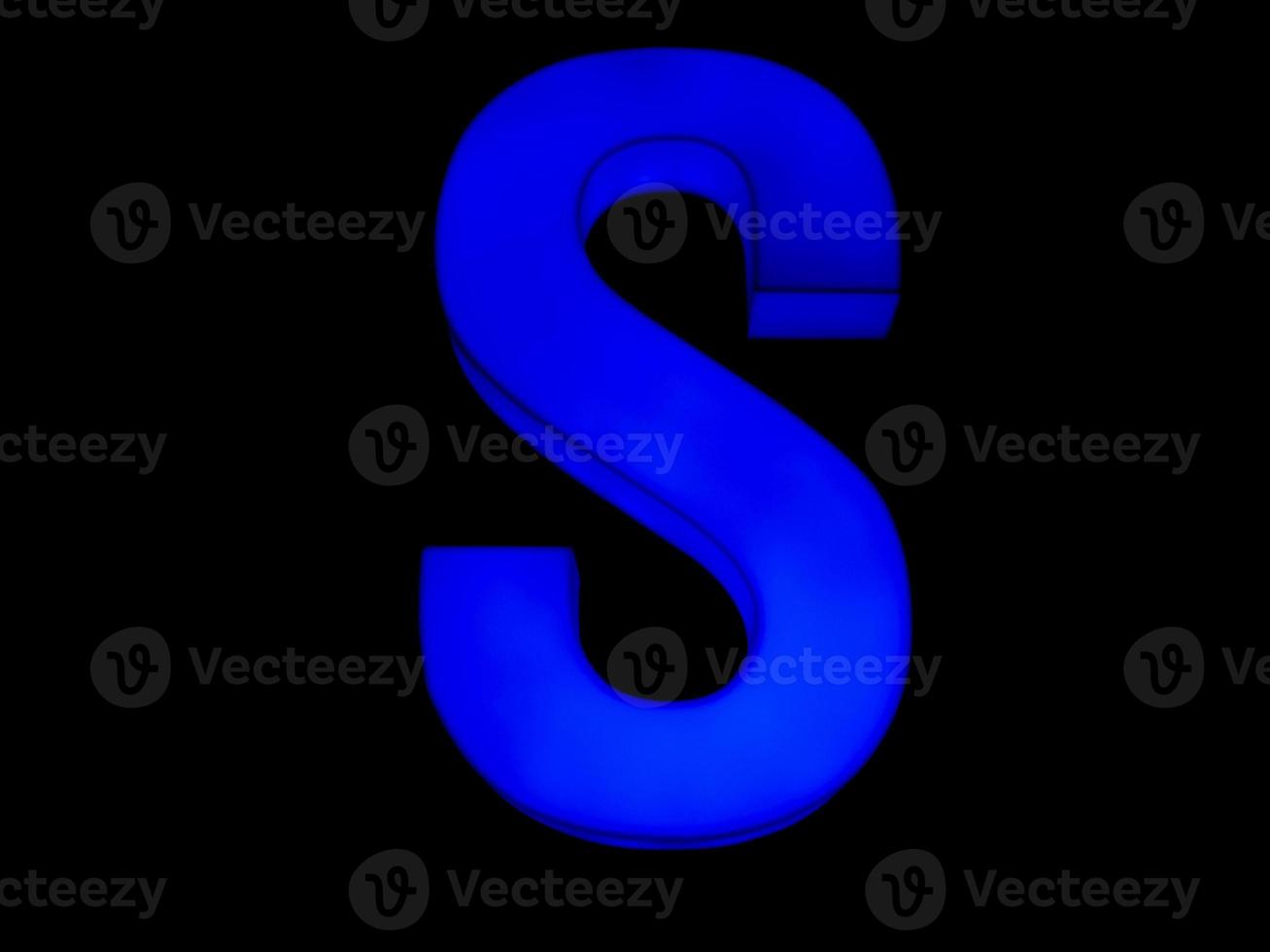blue neon letter S photo