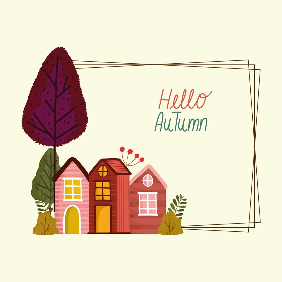 hello autumn card vector