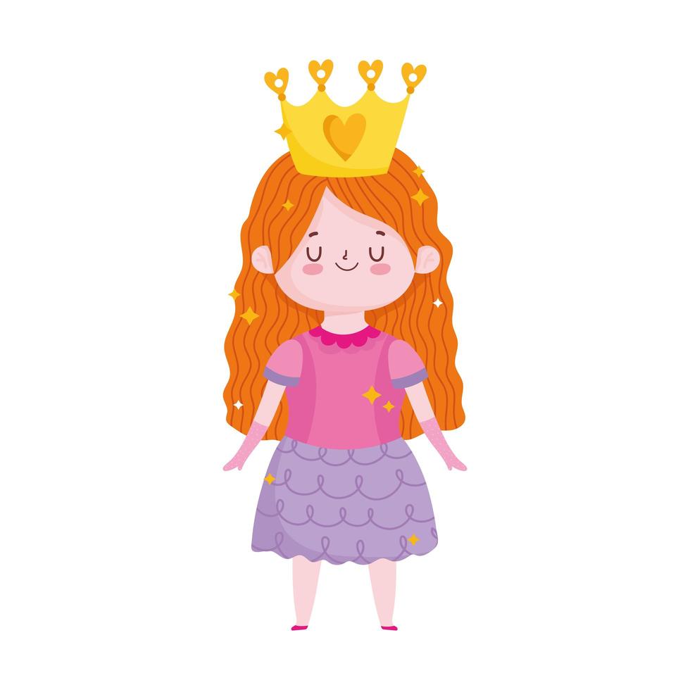 princess little girl with crown cartoon character vector