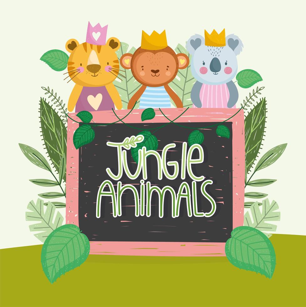 jungle animals board vector