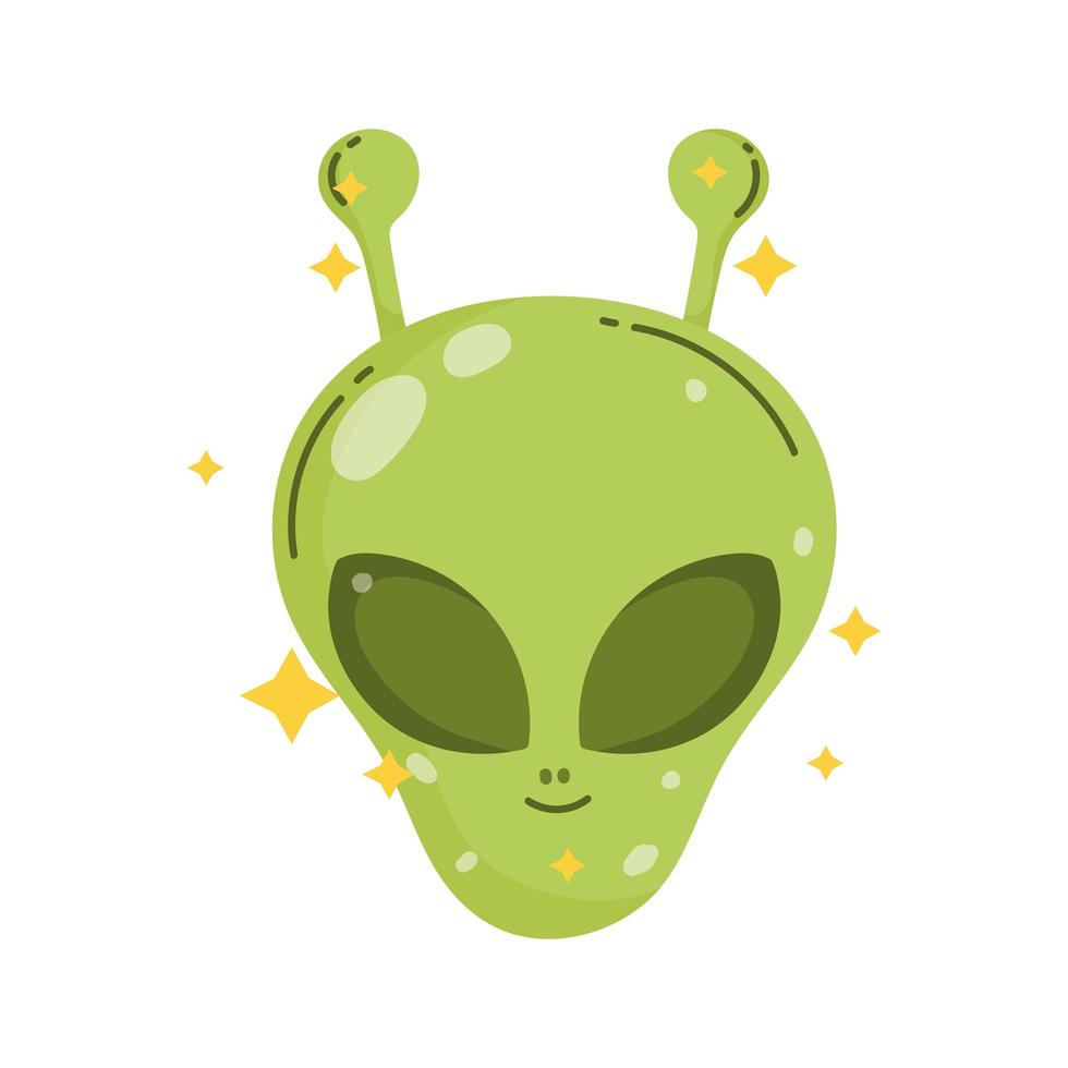 space alien character face fantasy cartoon flat style vector