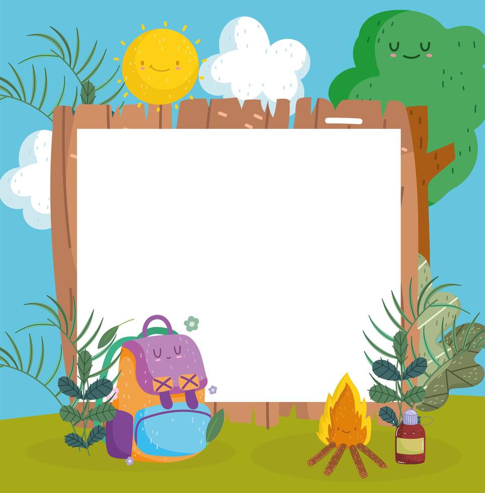 wood banner outdoor backpack vector