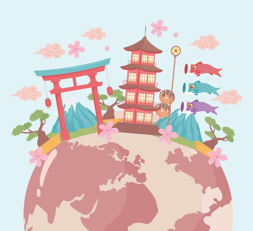 japan travel landmark vector